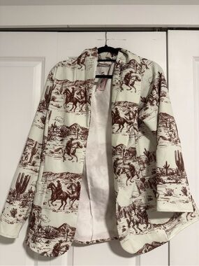 Avery Mint Green and Brown Western Print Blazer